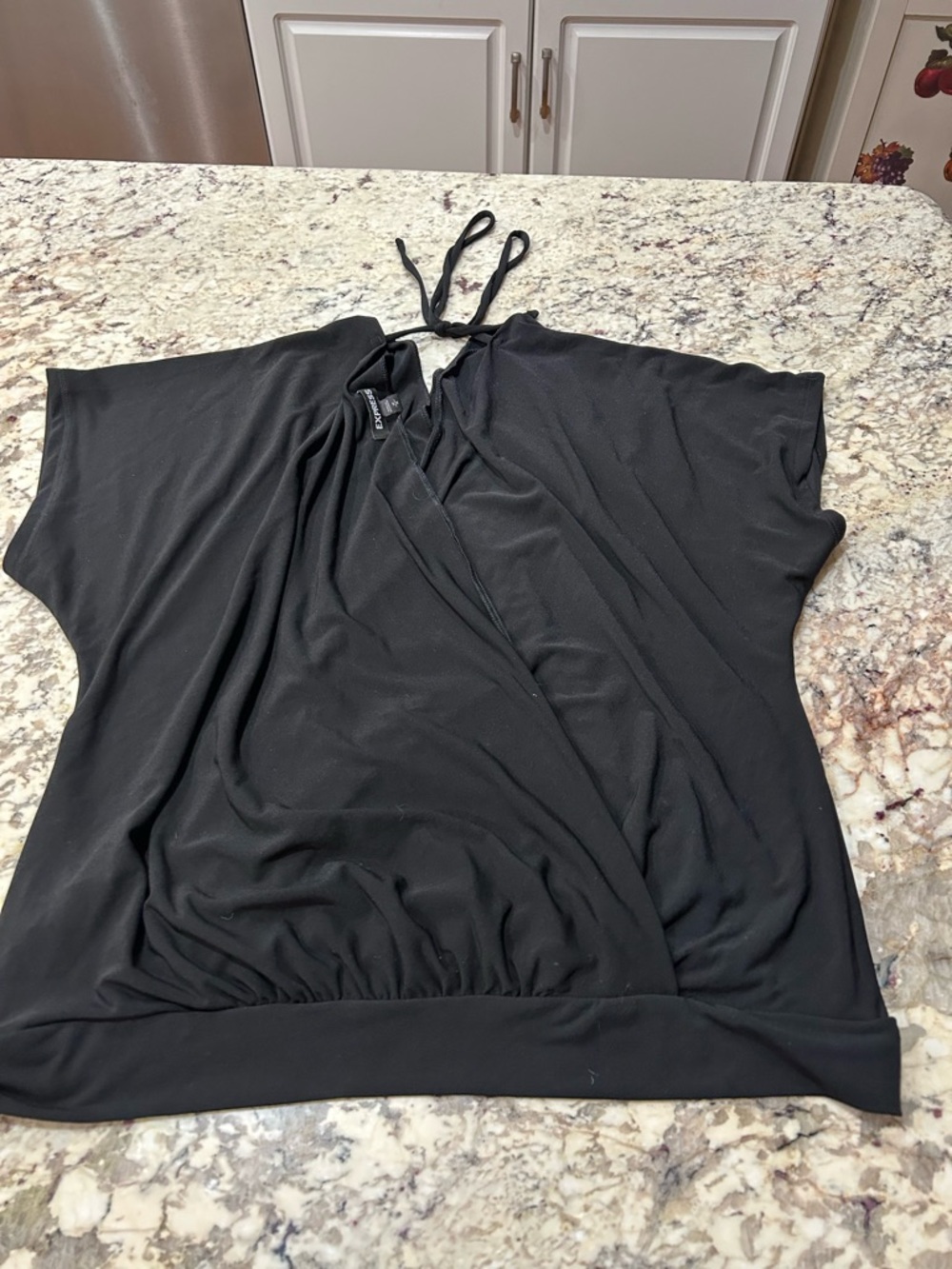Express Black V-Neck Tie-Back Dolman Top